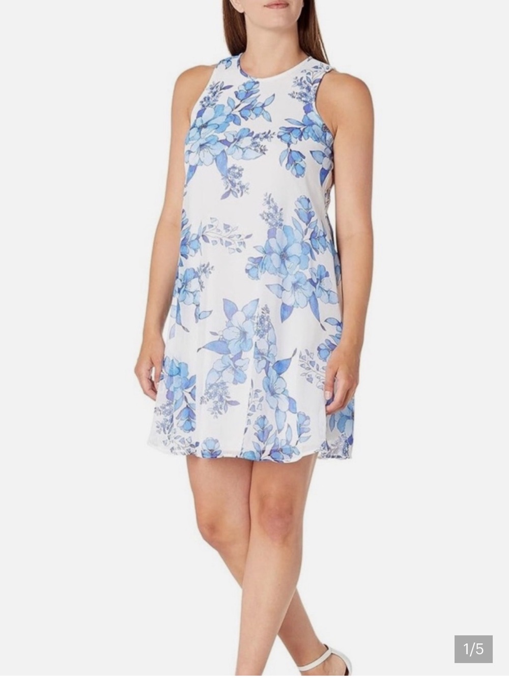 Calvin Klein Floral Sleeveless Shift Dress | 14 |NWT | White Summer Dress
